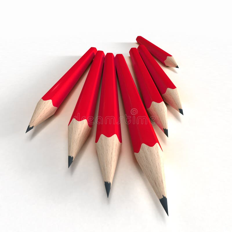 3D-rendering of red pencils. 3D-rendering of red pencils