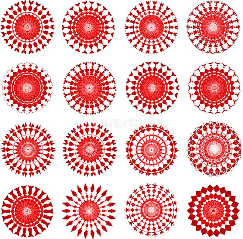 Red circular ornamental designs for christmas - VECTOR. Red circular ornamental designs for christmas - VECTOR