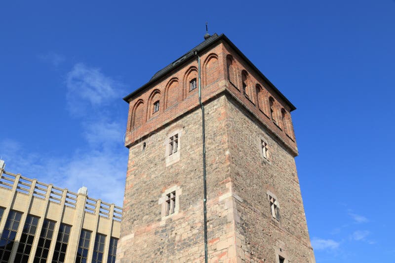 Chemnitz city in Germany (State of Saxony). Red Tower, part of former city walls. Medieval landmark. Chemnitz city in Germany (State of Saxony). Red Tower, part of former city walls. Medieval landmark.