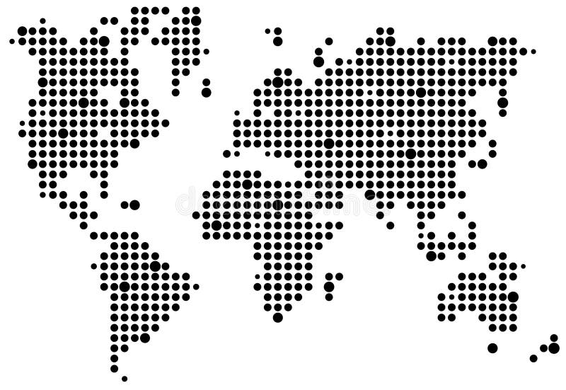 World pixel map, vector illustration. World pixel map, vector illustration