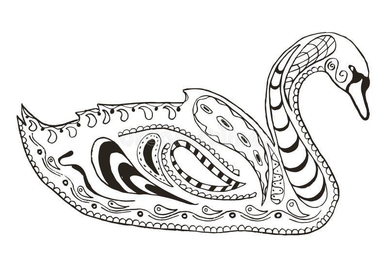 Κύκνος zentangle τυποποιημένος, απεικόνιση, διανυσματικό, ελεύθερο μολύβι διανυσματική απεικόνιση