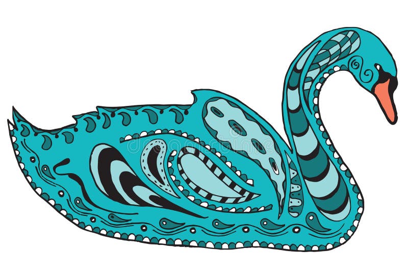 Κύκνος zentangle τυποποιημένος, απεικόνιση, διανυσματικό, ελεύθερο μολύβι απεικόνιση αποθεμάτων