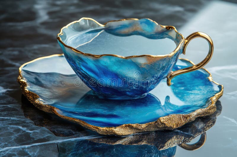 Κύπελλο και δίσκος Blue and Gold στοκ εικόνες με δικαίωμα ελεύθερης χρήσης