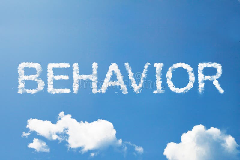 Behavior cloud word on sky with cloud below. Behavior cloud word on sky with cloud below