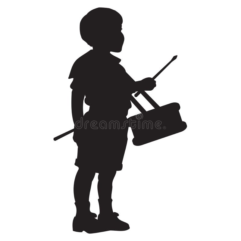 Silhouette of a young boy with a drum. Silhouette of a young boy with a drum