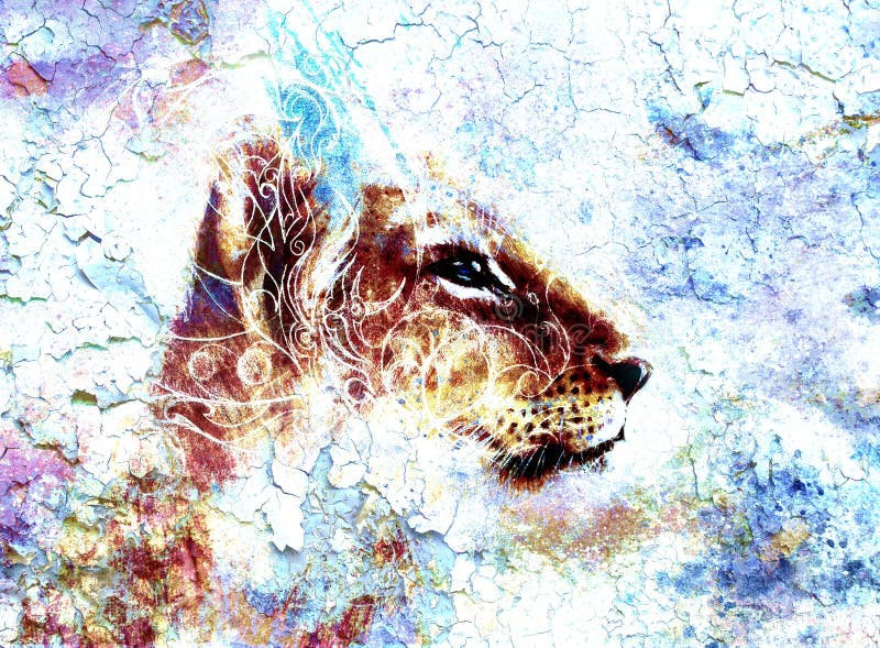 Λίγο cub λιονταριών κεφάλι ζωική ζωγραφική, περίληψη απεικόνιση αποθεμάτων Λίγο cub λιονταριών κεφάλι ζωική ζωγραφική, περίληψη απεικόνιση αποθεμάτων