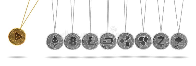 Λίκνο Newton των χρυσών και ασημένιων crypto νομισμάτων στοκ φωτογραφία με δικαίωμα ελεύθερης χρήσης Λίκνο Newton των χρυσών και ασημένιων crypto νομισμάτων στοκ φωτογραφία με δικαίωμα ελεύθερης χρήσης