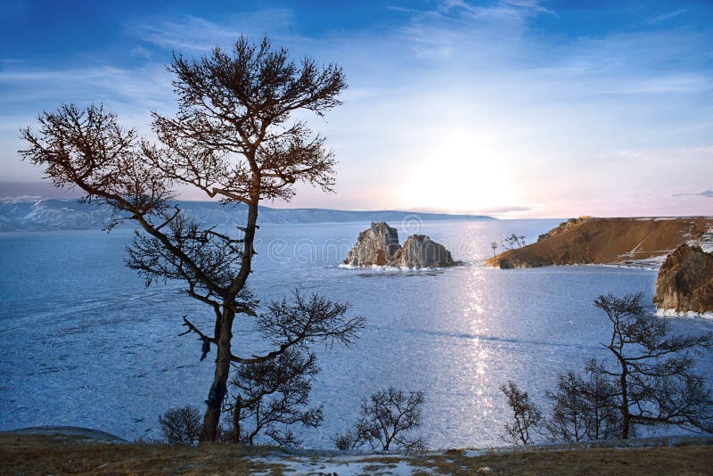 Λίμνη Baikal το χειμώνα στοκ φωτογραφίες