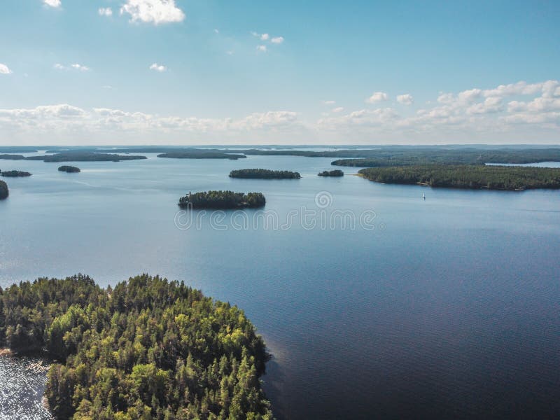 λίμνη saimaa aerial θέα στοκ εικόνες