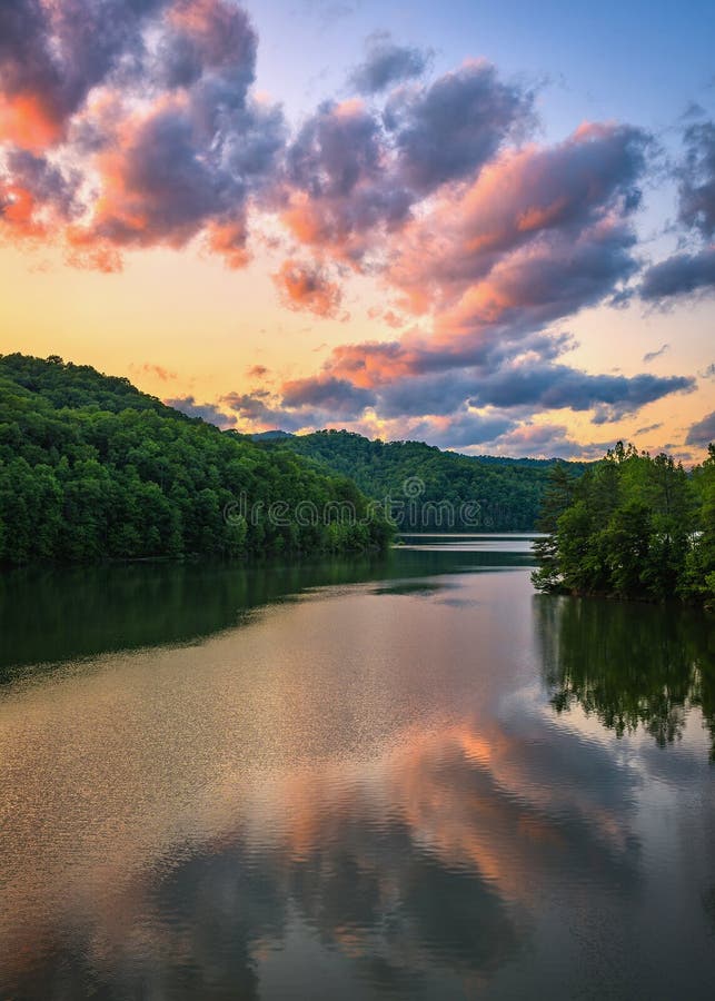 A beautiful summer sunset over Martins Fork Lake in Kentucky. A beautiful summer sunset over Martins Fork Lake in Kentucky