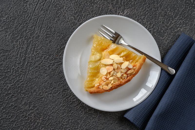 Portion of la Tarte Bourdaloue - French pear tart. Portion of la Tarte Bourdaloue - French pear tart