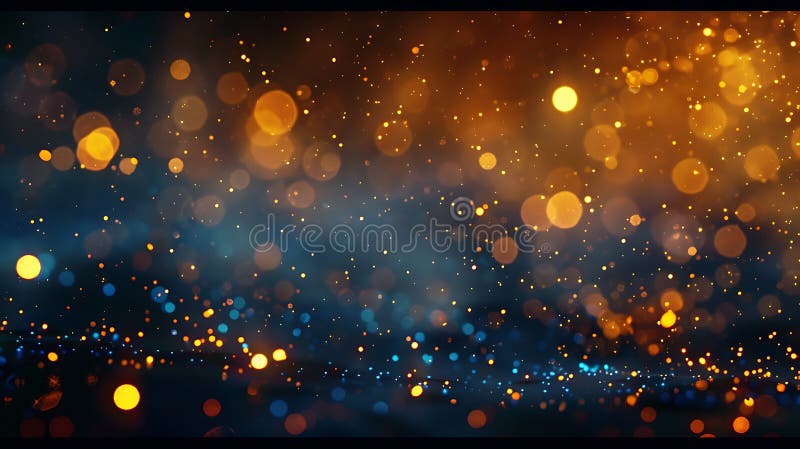 λαμπερά χρυσά λαμπάκια και φώτα bokeh σε σκούρο φόντο για εορταστικές γιορτές πανό στοκ εικόνα