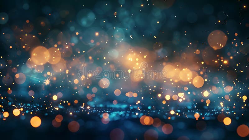λαμπερά χρυσά λαμπάκια και φώτα bokeh σε σκούρο φόντο για εορταστικές γιορτές πανό στοκ εικόνες