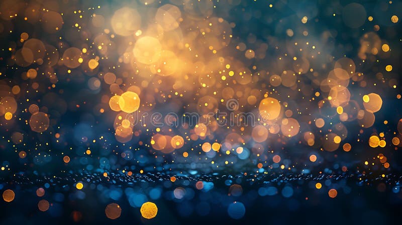 λαμπερά χρυσά λαμπάκια και φώτα bokeh σε σκούρο φόντο για εορταστικές γιορτές πανό στοκ εικόνες