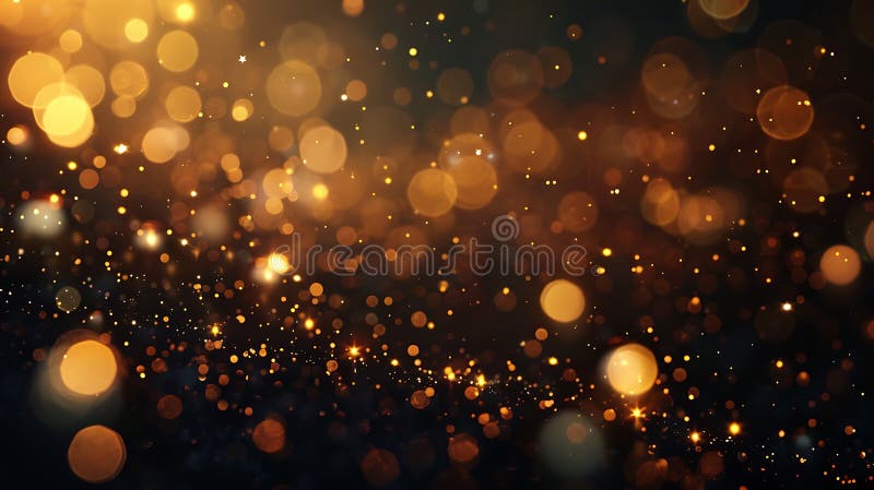 λαμπερά χρυσά λαμπάκια και φώτα bokeh σε σκούρο φόντο για εορταστικές γιορτές πανό στοκ φωτογραφίες