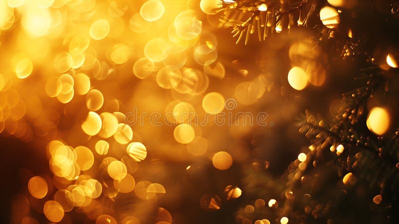 λαμπερά χρυσά λαμπάκια και φώτα bokeh σε σκούρο φόντο για εορταστικές γιορτές πανό στοκ φωτογραφίες