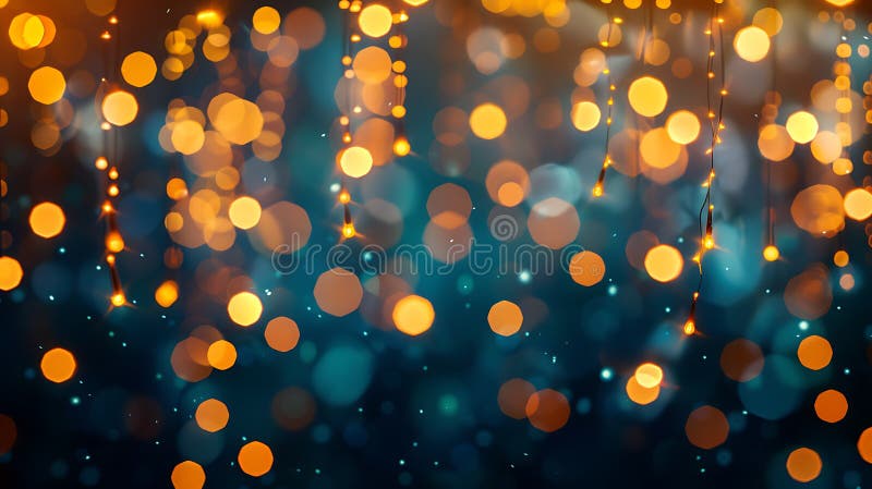 λαμπερά χρυσά λαμπάκια και φώτα bokeh σε σκούρο φόντο για εορταστικές γιορτές πανό στοκ φωτογραφία