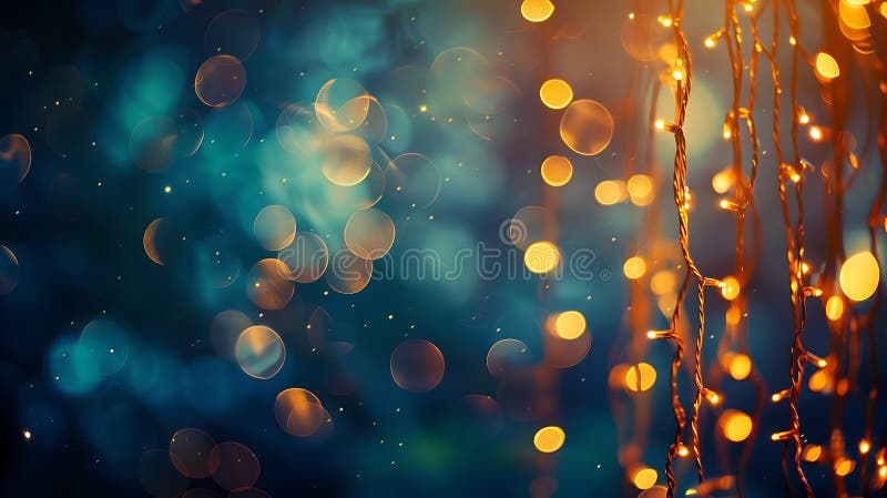 λαμπερά χρυσά λαμπάκια και φώτα bokeh σε σκούρο φόντο για εορταστικές γιορτές πανό στοκ φωτογραφίες