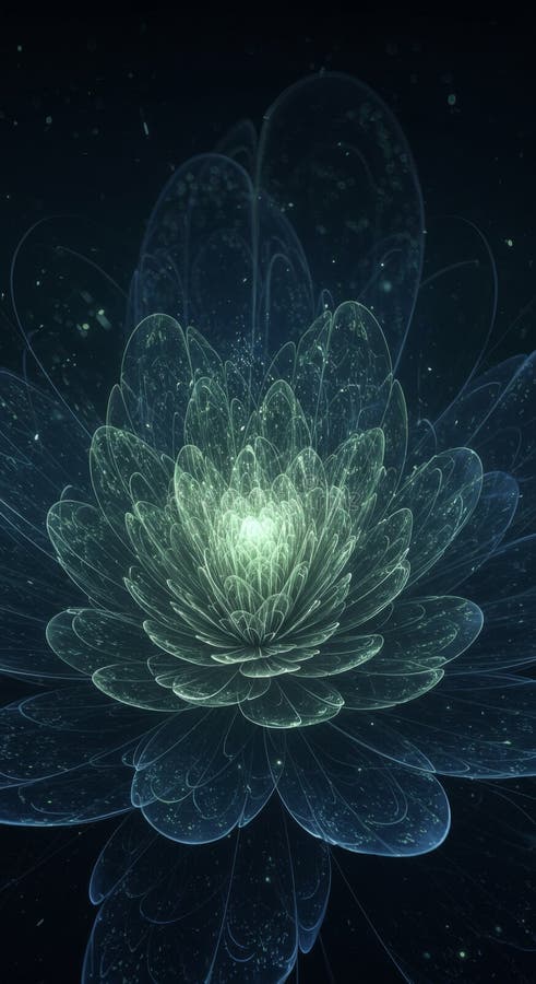 Λαμπερό Teal Abstract Λουλούδι σε σκοτεινό χώρο απεικόνιση αποθεμάτων