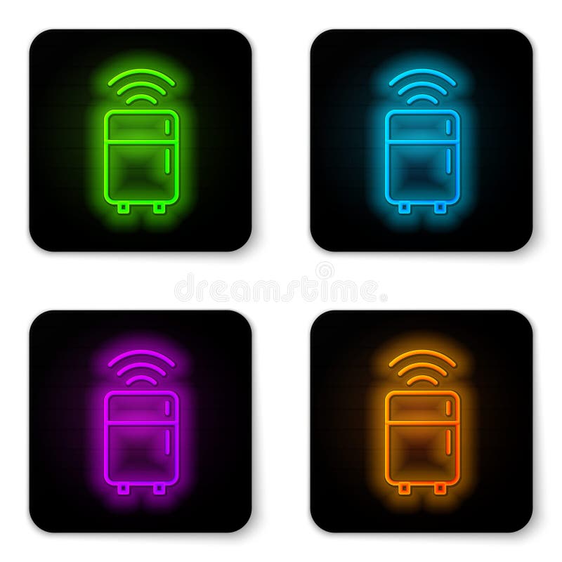λαμπερό εικονίδιο neon line smart ψυγείο απομονωμένο σε λευκό φόντο. ψυγείο κατάψυξης ψυγείου. διαδίκτυο ελεύθερη απεικόνιση δικαιώματος