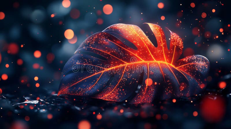 Λαμπερό Φύλλο Της Monstera Φέρνει Σκούρο Φόντο διανυσματική απεικόνιση
