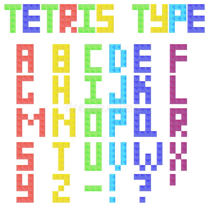 Λατινικός τύπος Tetris από τα χρωματισμένα κομμάτια απεικόνιση αποθεμάτων Λατινικός τύπος Tetris από τα χρωματισμένα κομμάτια απεικόνιση αποθεμάτων