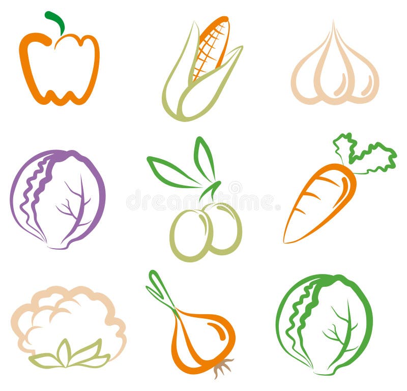 Set of simple images vegetables. Set of simple images vegetables