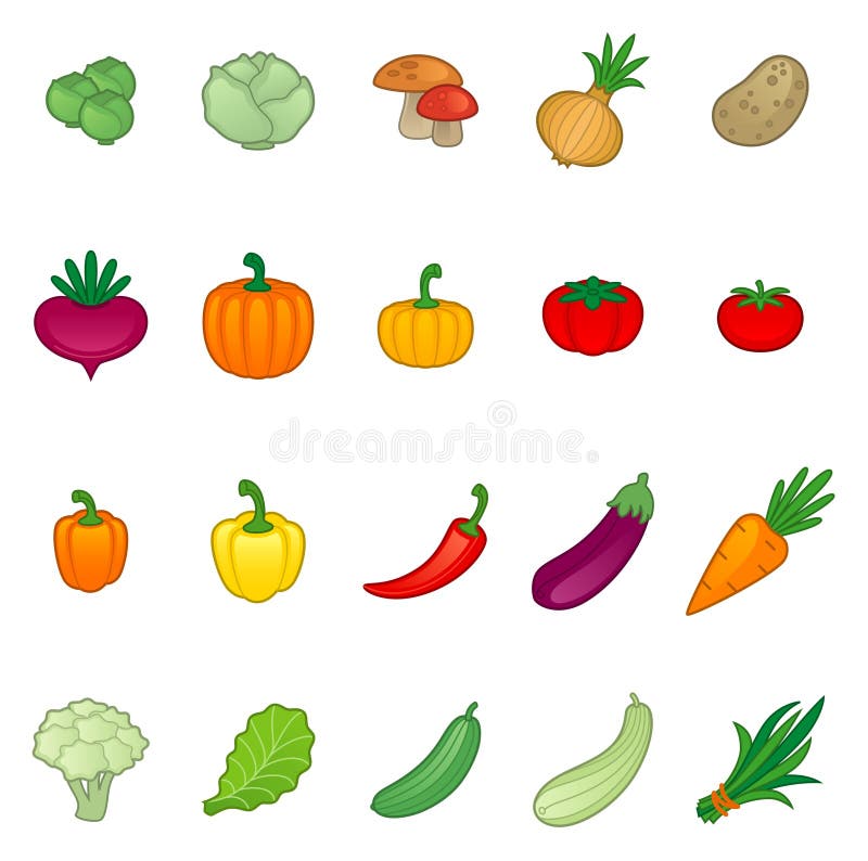 Set of various vegetables plants. Set of various vegetables plants