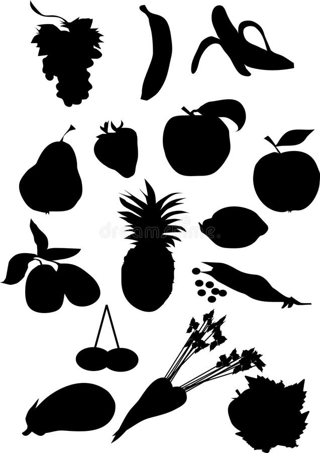 Fruit and vegetable silhouette illustration. Fruit and vegetable silhouette illustration