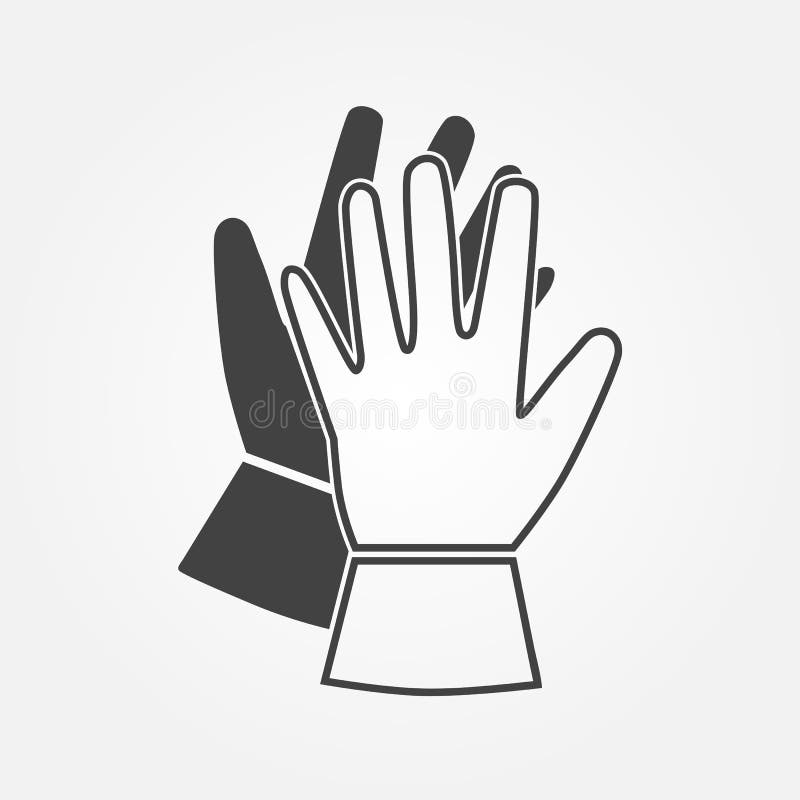 Working gloves icon. Isolated black silhouette on a white background. Flat design. Vector illustration. Working gloves icon. Isolated black silhouette on a white background. Flat design. Vector illustration.