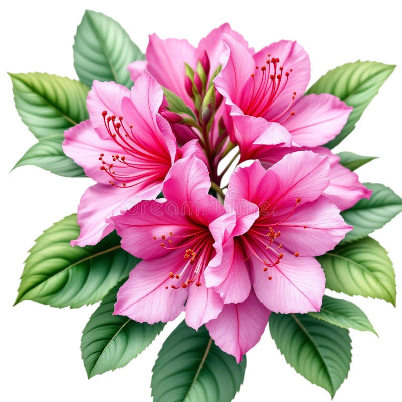 Λεπτή ροζ Azalea Bouquet Λεπτομερής Απεικόνιση απεικόνιση αποθεμάτων