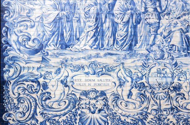 Λεπτομέρεια κεραμιδιών Azulejo πλευρικών τοίχων του Carmo Church, στο Πόρτο στοκ εικόνες Λεπτομέρεια κεραμιδιών Azulejo πλευρικών τοίχων του Carmo Church, στο Πόρτο στοκ εικόνες
