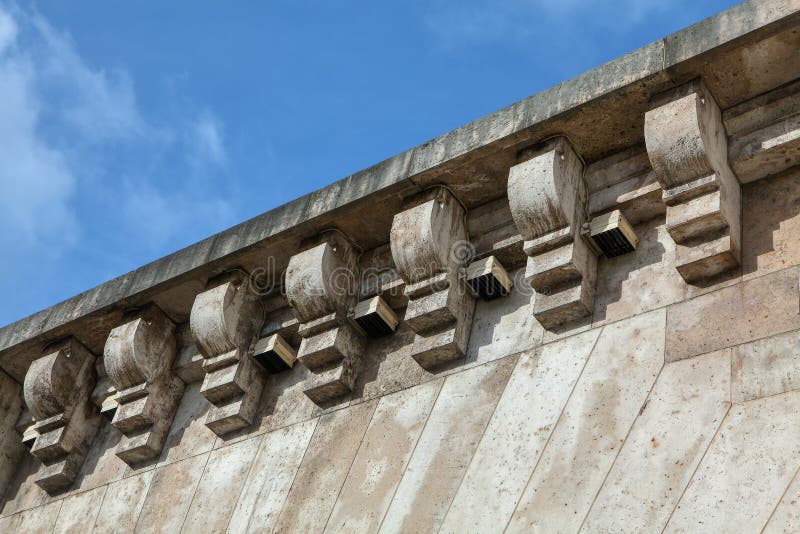 Parapet wall with architectural details. Parapet wall with architectural details