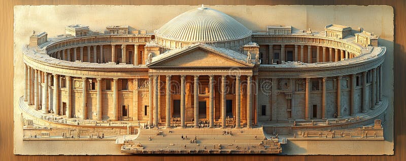 λεπτομερές αρχιτεκτονικό σχέδιο ενός μεγάλου νεοκλασικού κτιρίου ελεύθερη απεικόνιση δικαιώματος