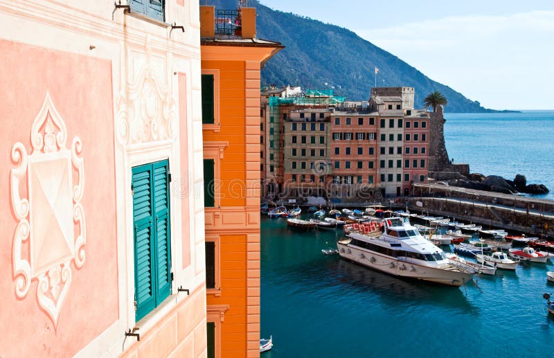 λιμάνι camogli στοκ φωτογραφίες