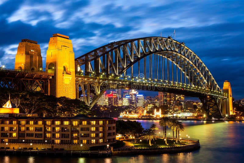 Sydney Harbour Bridge at Blue Night in Sydney, Australia. Sydney Harbour Bridge at Blue Night in Sydney, Australia