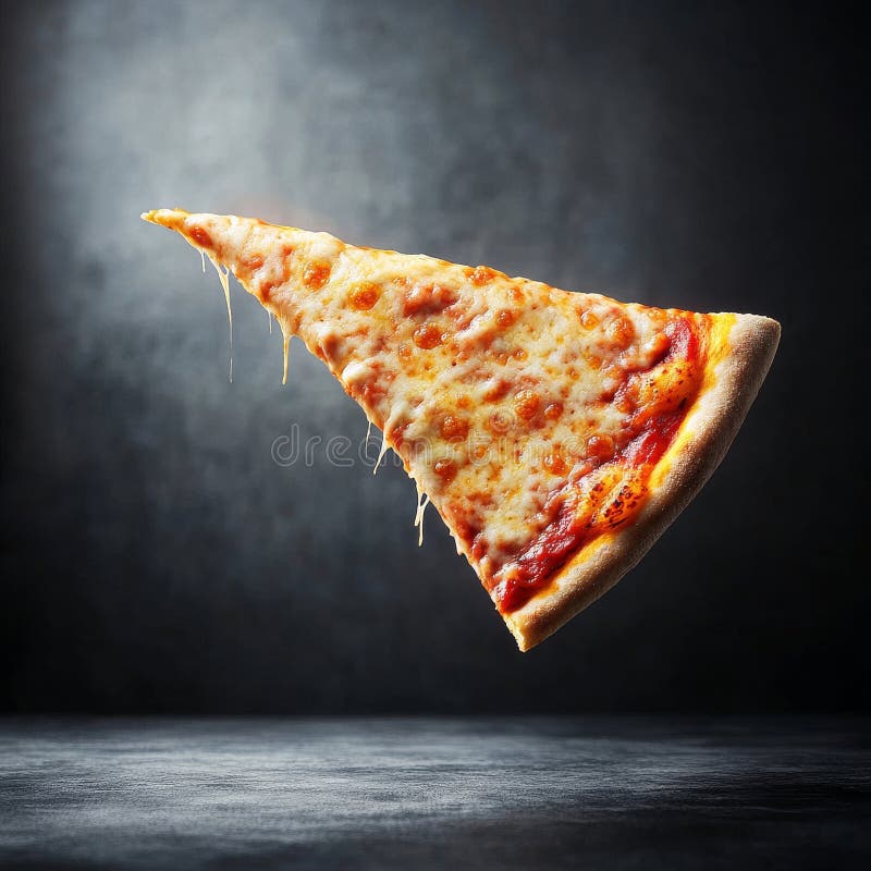 Λιωμένο mozzarella καλύπτει ένα πεντανόστιμο κομμάτι πίτσα τυριού στοκ εικόνα