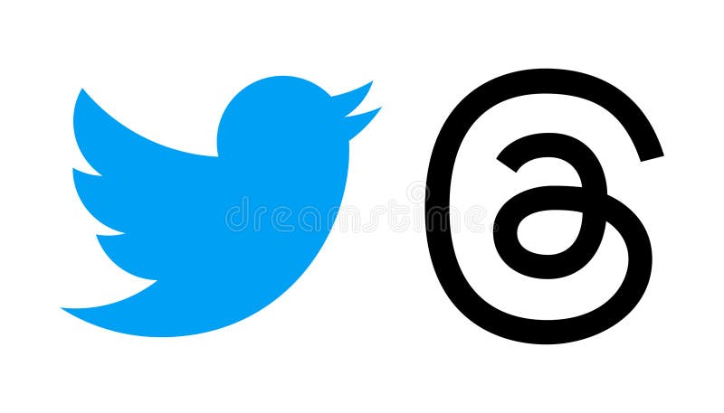 λογότυπα εφαρμογών twitter και νημάτων για κινητές συσκευές στην απεικόνιση λευκού διανύσματος φόντου. η meta λανσάρει επίσημα νήμ απεικόνιση αποθεμάτων
