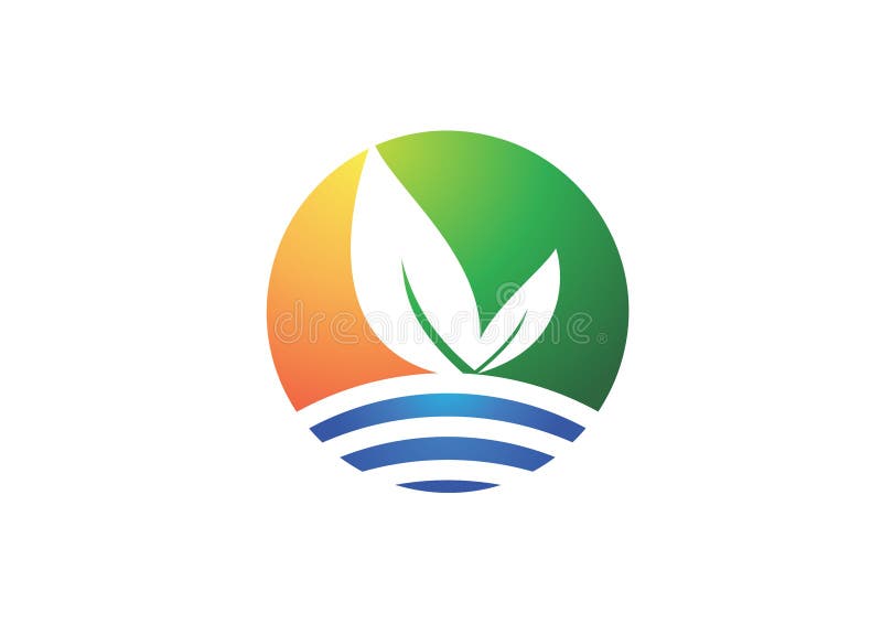 Λογότυπο φυτών φύσης κύκλων, σύμβολο φύλλων, εταιρικό εικονίδιο επιχείρησης