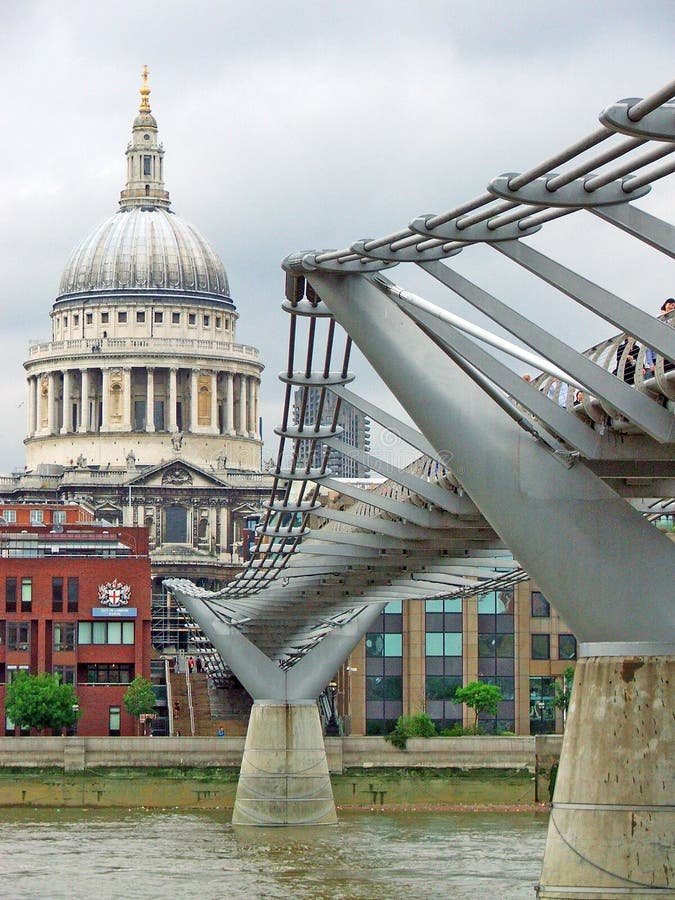 Millennium bridge in London over Thames river. Millennium bridge in London over Thames river