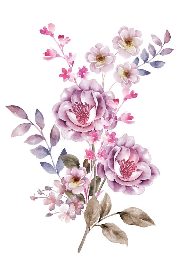 Λουλούδι απεικόνισης Watercolor στο απλό υπόβαθρο διανυσματική απεικόνιση