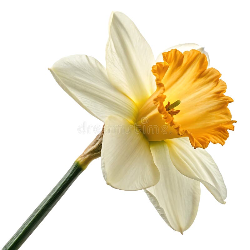 λουλούδι daffodil σε λευκό φόντο Μονό κομψό κίτρινο και λευκό Daffodil Λουλούδι απομονωμένο σε λευκό φόντο ελεύθερη απεικόνιση δικαιώματος