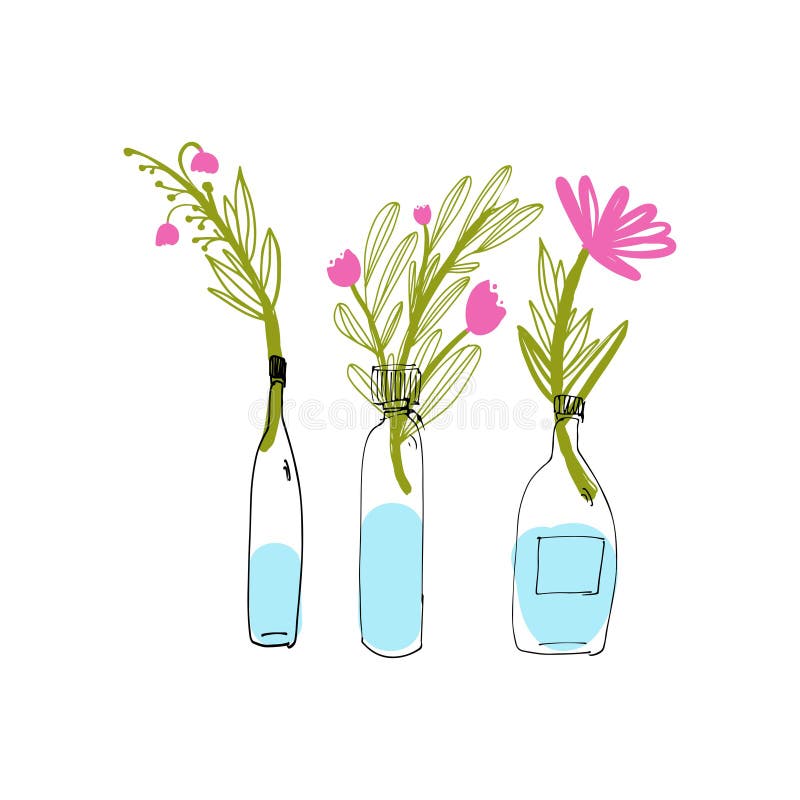 Λουλούδι στο βάζο Συρμένη χέρι απεικόνιση για το σχέδιό σας