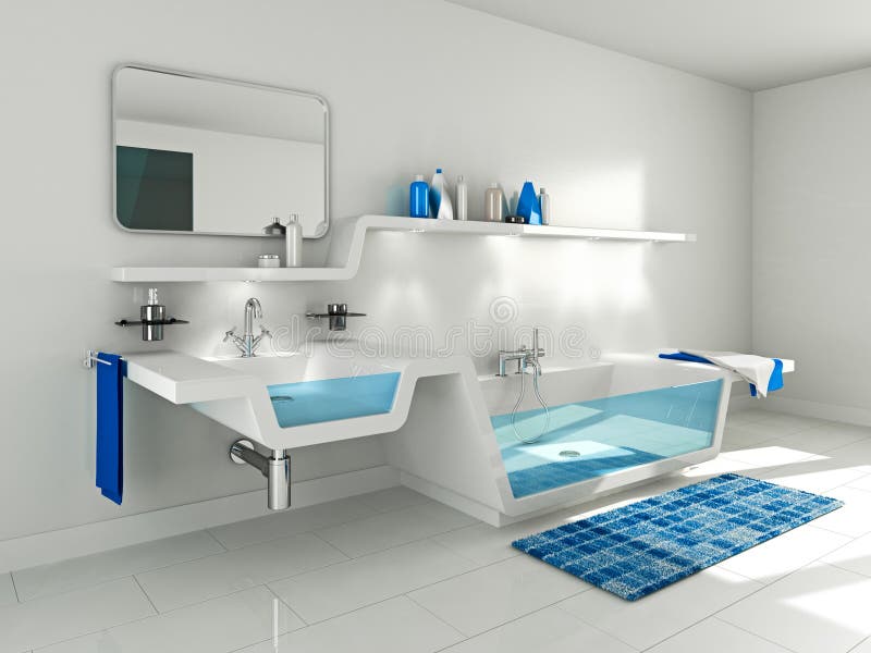 3D Illustration of modern bathroom interior. 3D Illustration of modern bathroom interior.