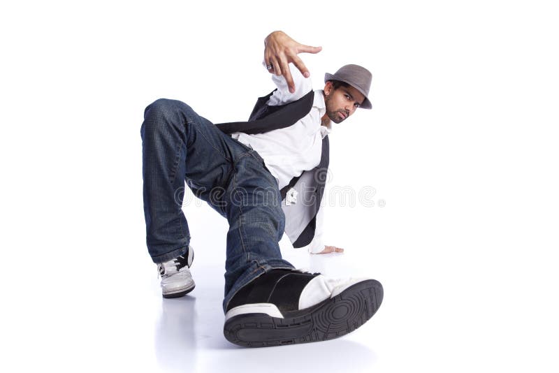 Hip hop dancer showing some movements (isolated on white). Hip hop dancer showing some movements (isolated on white)