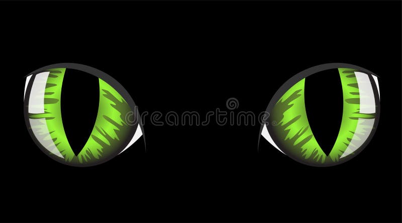 Green cat eyes on black background. Green cat eyes on black background