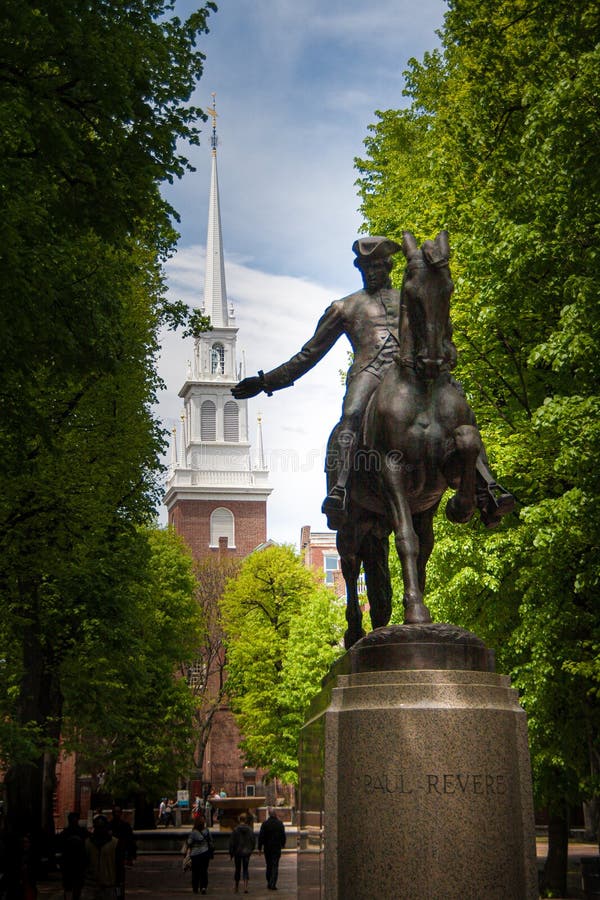 Paul Revere Statue and Old North Church in Boston, Massachusetts. Paul Revere Statue and Old North Church in Boston, Massachusetts.