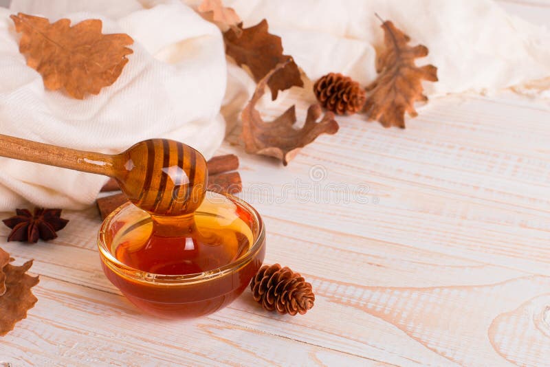 Μέλι, ραβδί, βάζο, κασκόλ, ξηρά φύλλα Rustic sweet φθινοπωρινή φωτογραφία, λευκό ξύλινο φόντο, αντιγραφή χώρου στοκ φωτογραφία Μέλι, ραβδί, βάζο, κασκόλ, ξηρά φύλλα Rustic sweet φθινοπωρινή φωτογραφία, λευκό ξύλινο φόντο, αντιγραφή χώρου στοκ φωτογραφία