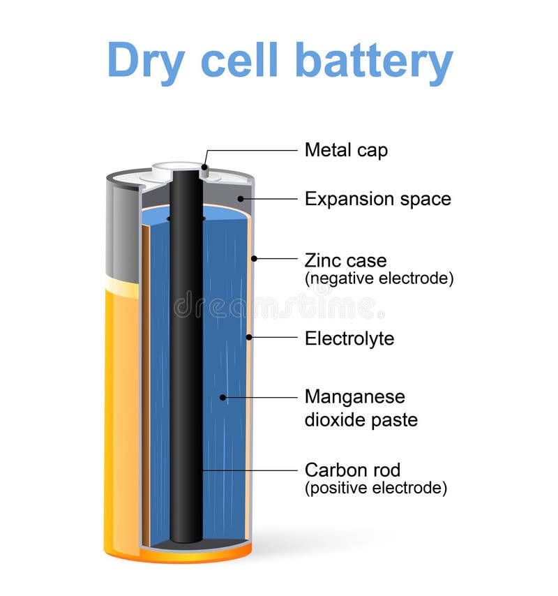 Parts of a Dry cell battery. Vector Diagram. Parts of a Dry cell battery. Vector Diagram