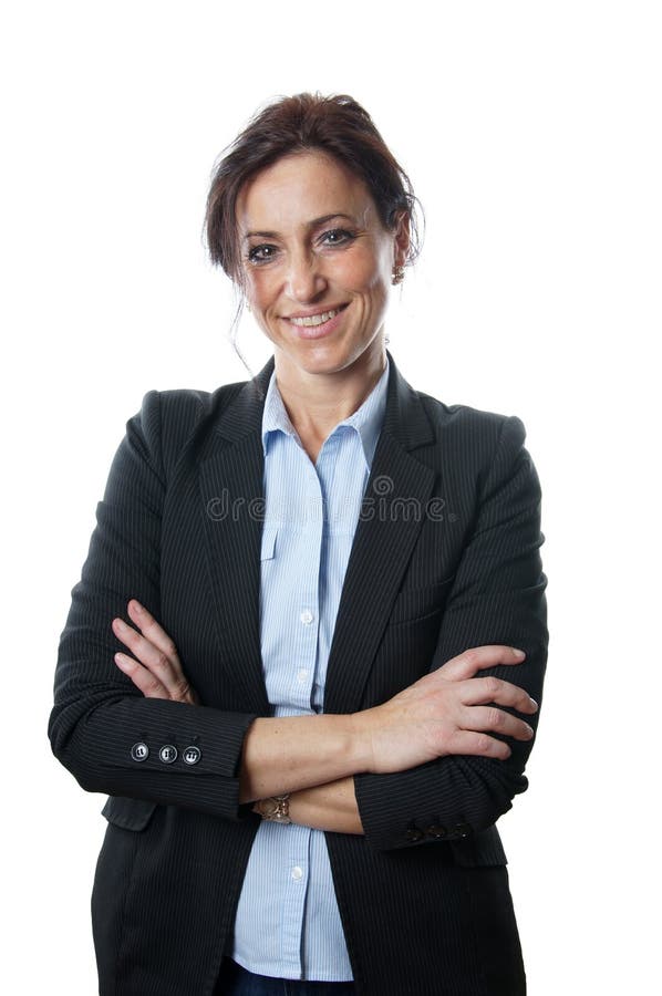 Middle aged business woman with arms crossed. Middle aged business woman with arms crossed